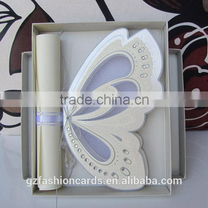 2014 Unique Luxury Butterfly Wedding Card