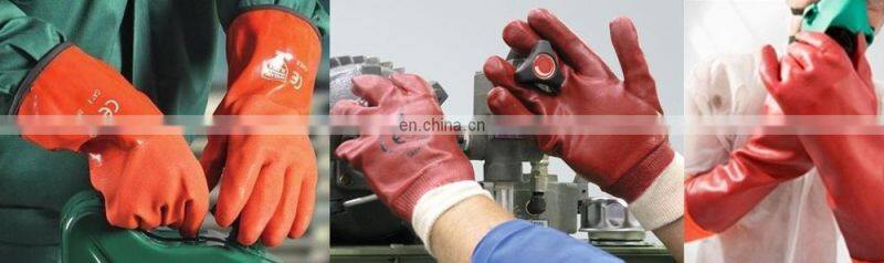 Winter Cotton Jersey Lined Black PVC Sandy Rubber Glove Oil and Gas Work Glove