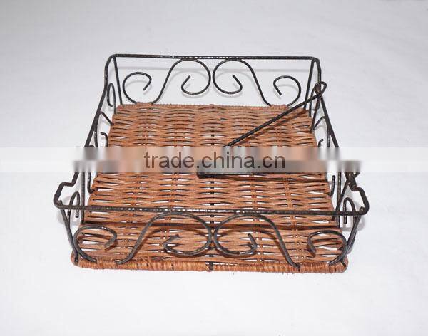 Handmade Horizontal Wicker & Wire Napkin Holder