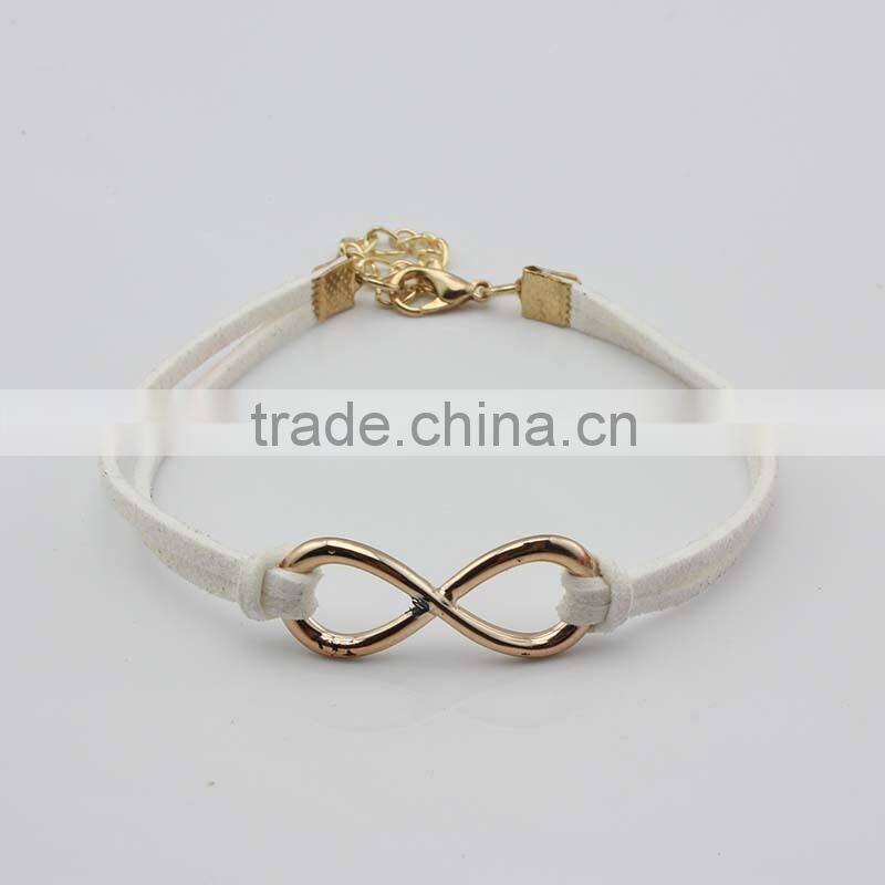 Big Gold Infinity Braided Leather Bracelet Lobster Claw Clasp Black Men Jewelry