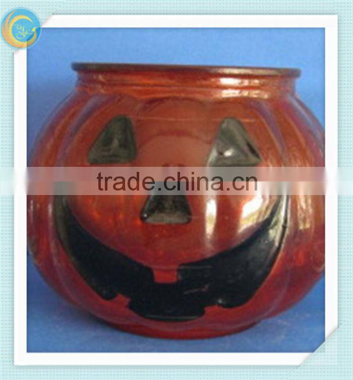 hanging pumpkin glass candle holder
