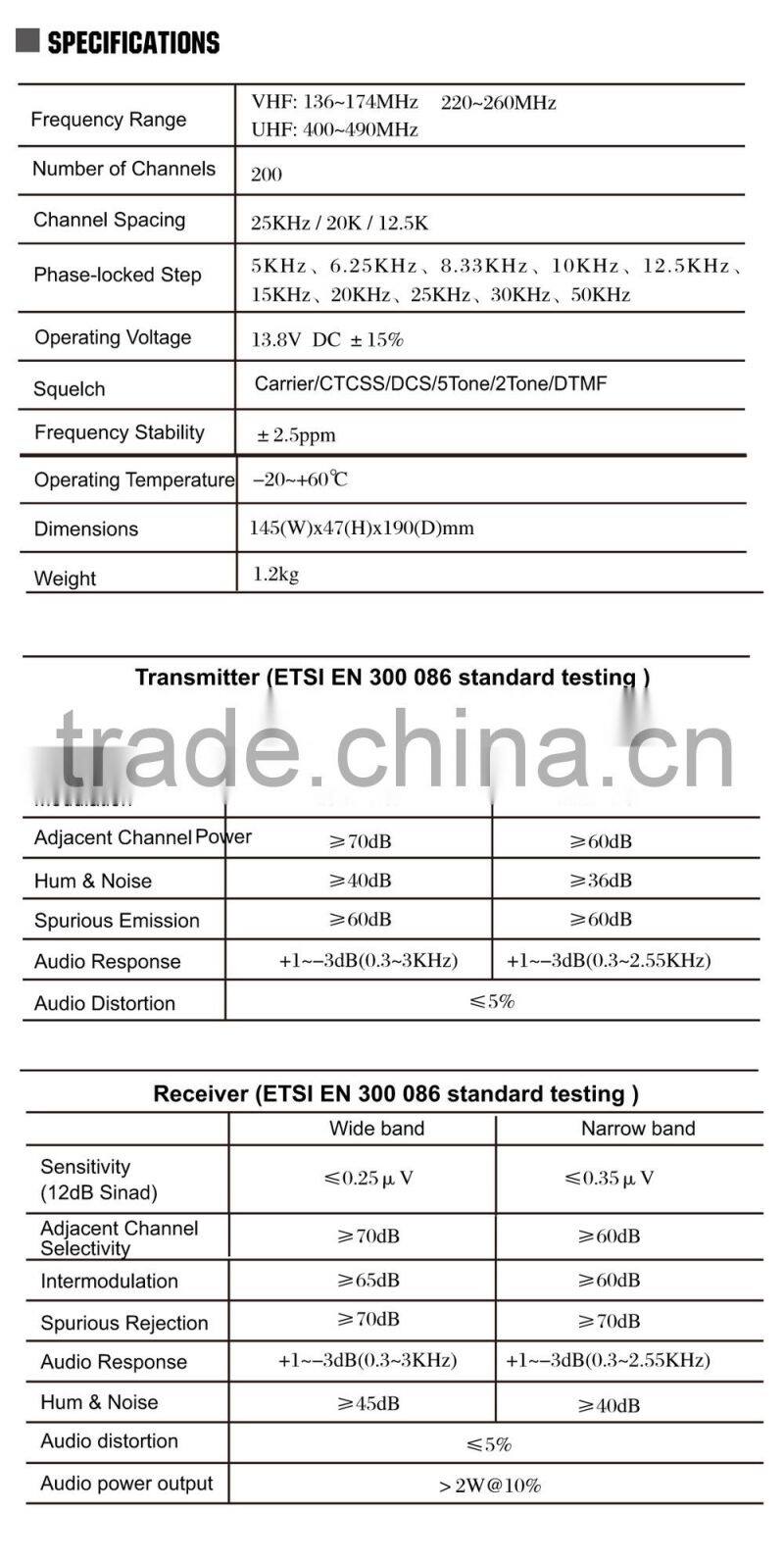 Anytone AT-888 Mobile Vehicle Radio UHF VHF