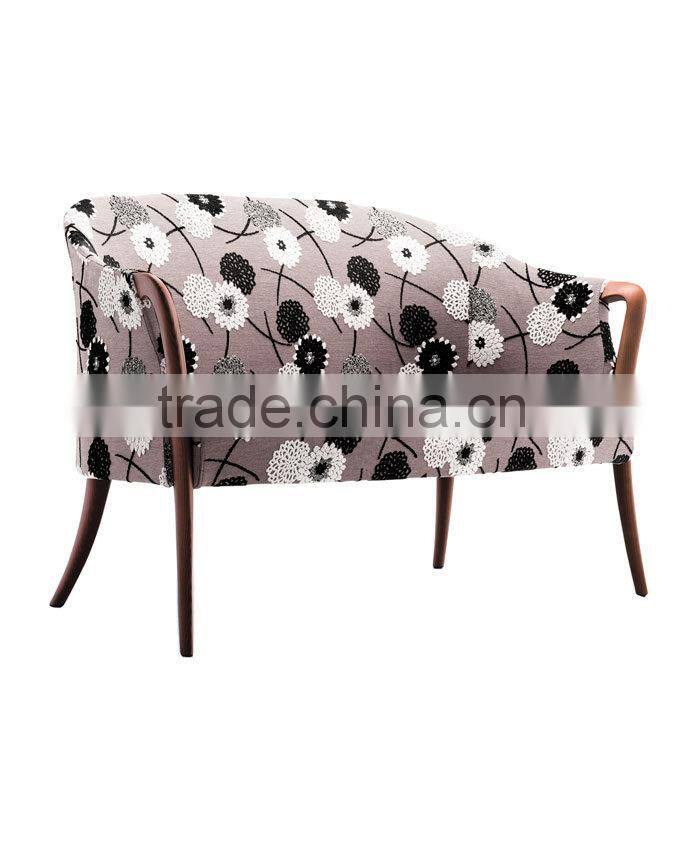 Floral fabric walnut hotel sofa XY3342