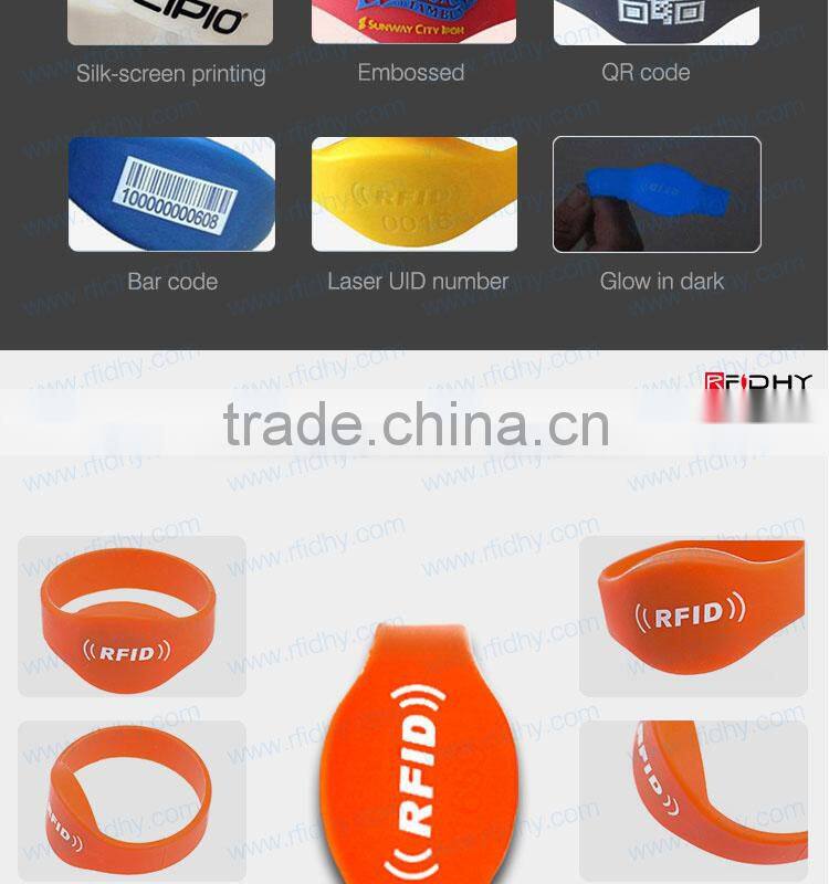 Printed Silicone Wristbands Tag RFID Wristbands for Amusement Parks