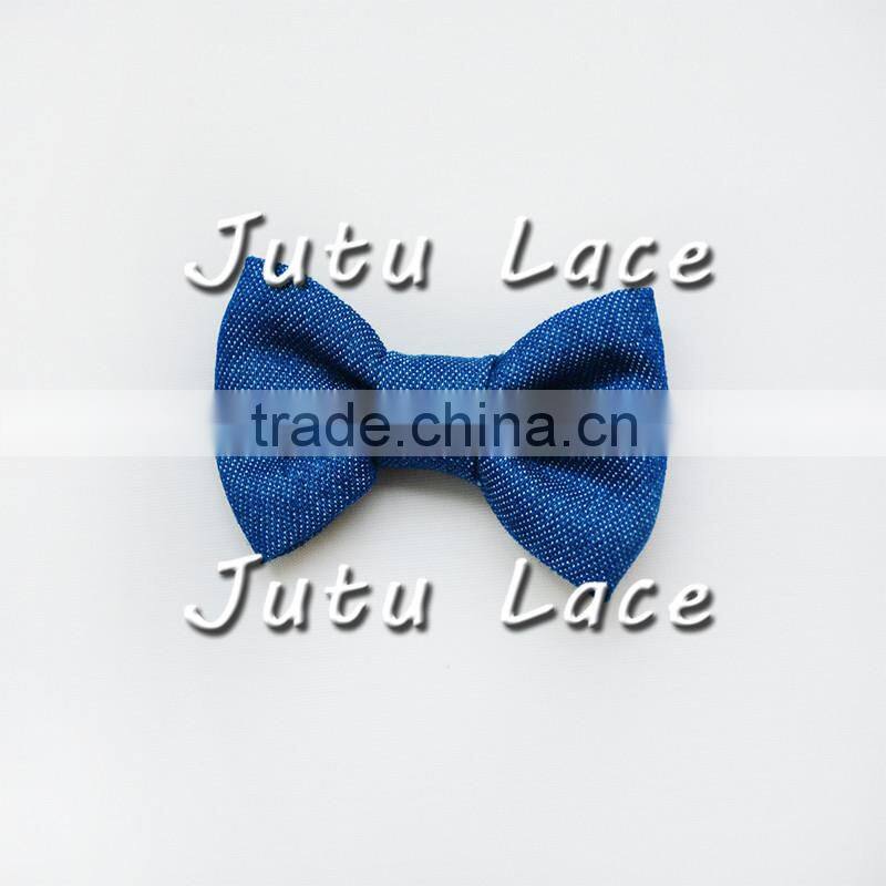 Independence Pretty decorative bows , cheap handmade high quality customize denim bowknots wholesale hair clips headband bow-tie