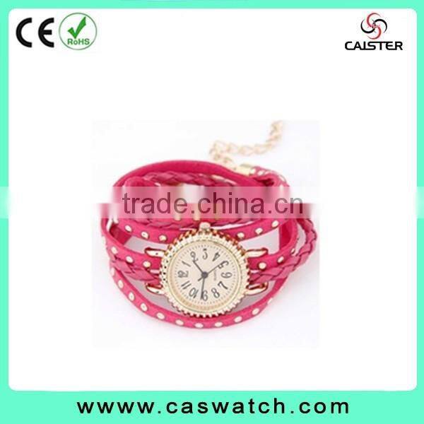2016 stylish bracelet fashion lady watch, custom made multi-color leather watch, vogue long strap shiny lady watch