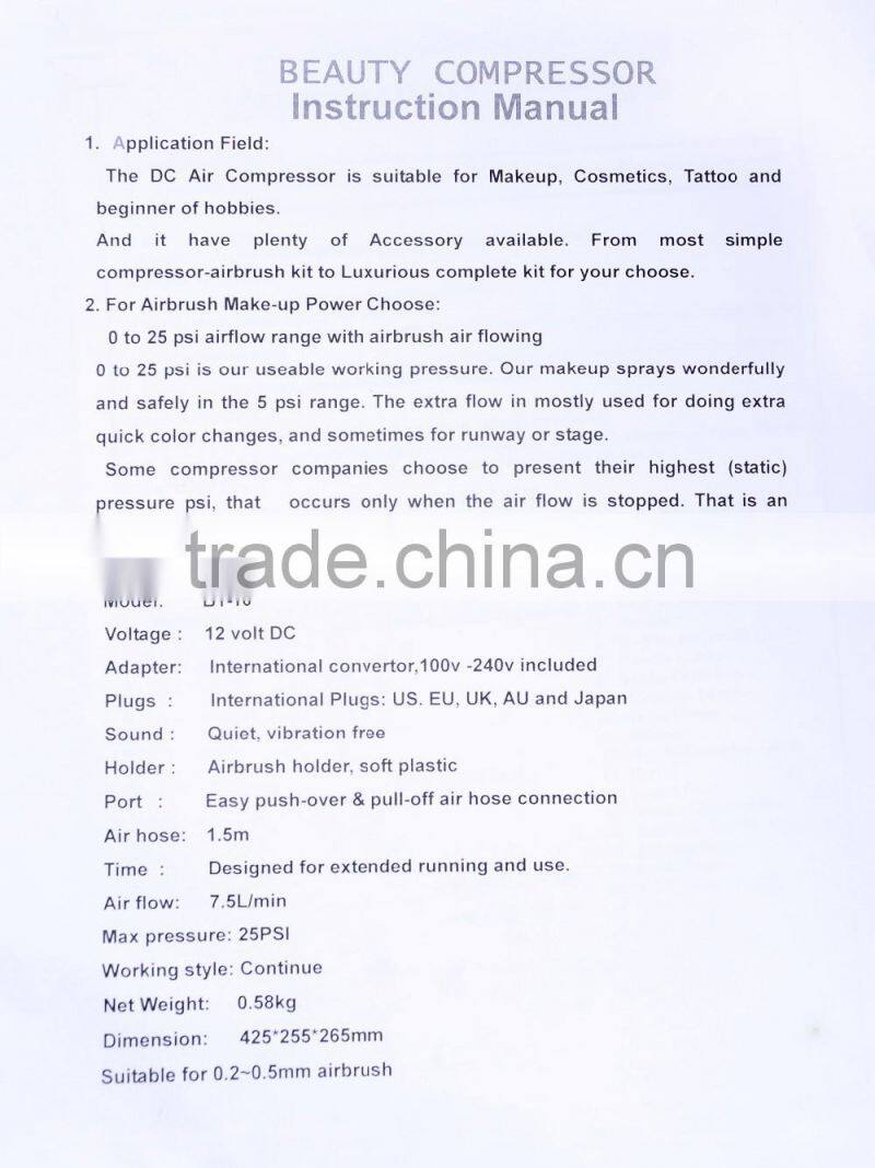 Airbrush Makeup Kit for body paint airbrushes nails flash tattoo AS-06