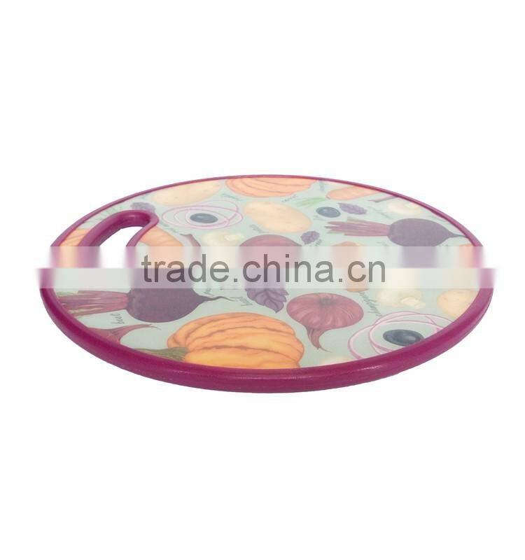 2016 new idea custom plastic round pizza cutting board