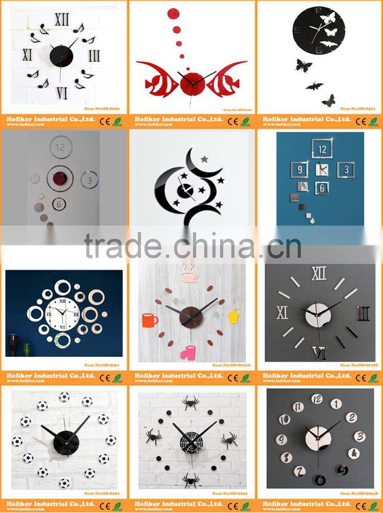 High Quality Acrylic Mirror Diy Clock with Numbers Design