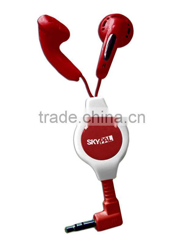 Headphones Earbud With Retractable Cord