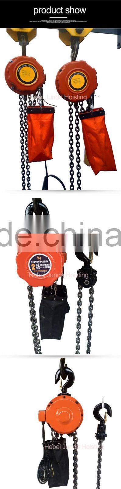 factory price electric chain hoist with chain bag 380V/3phase DHK Series 3M 1TON 2TON 3TON 5TON 10TON electric chain hoist