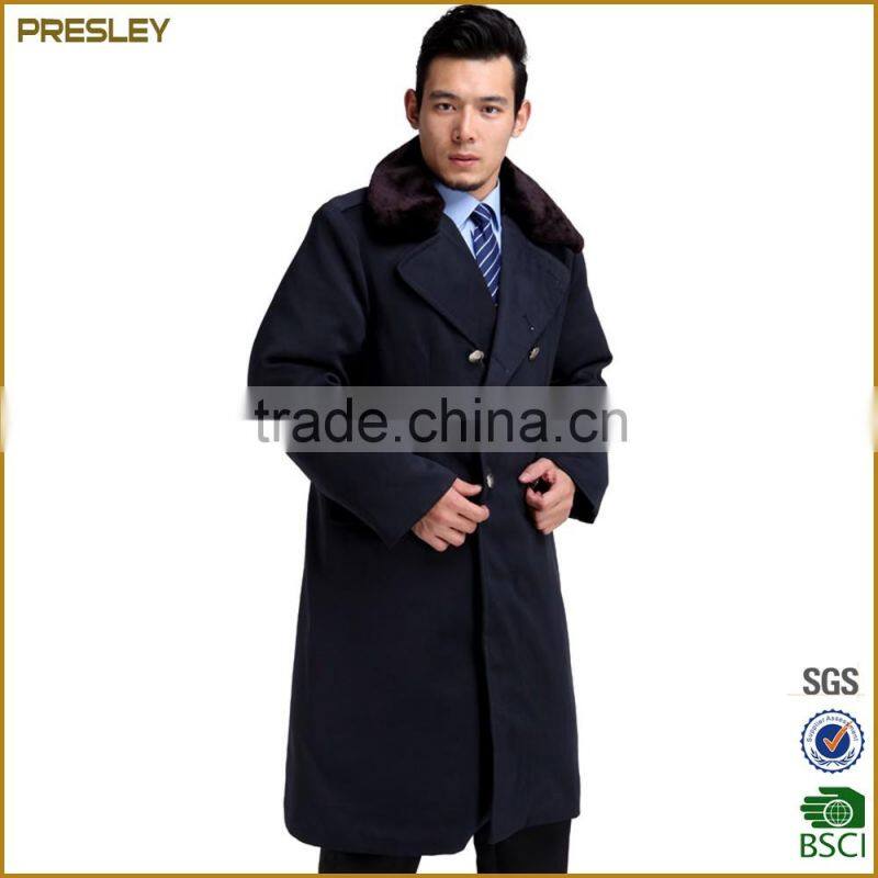high quality custom winter long padded jakcet military security uniform overcoat