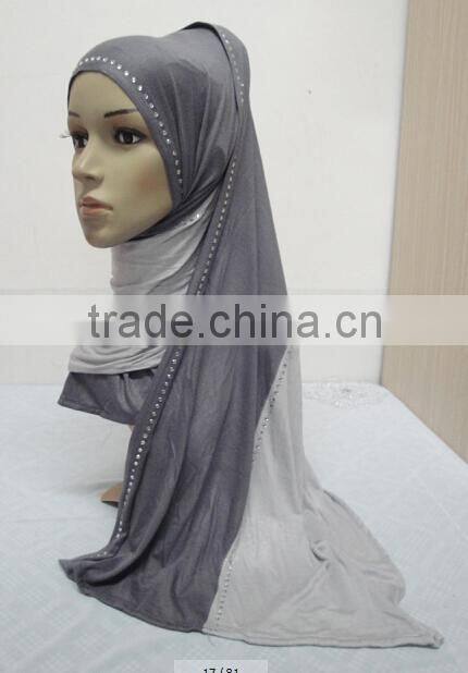 JL045a cotton jersey black with colors combine mulim scarf,muslim hijab