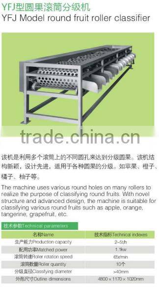 YFJ Model round fruit roller classifying machine