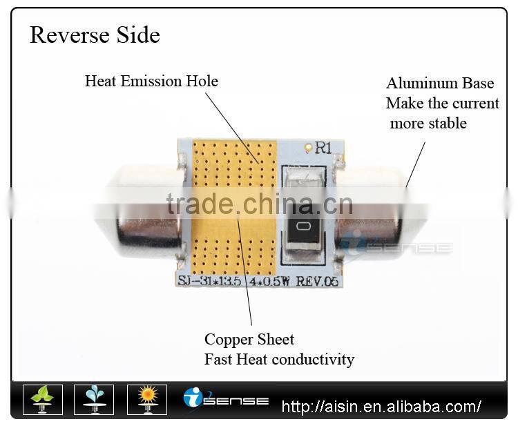 High quality with CE/RoHS 2W HP 36mm festoon led auto light
