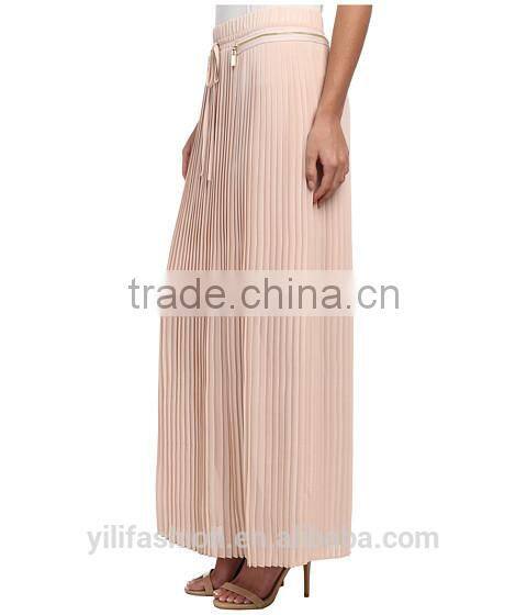 Maxi skirt with accordion style design Elastic waistband long dress