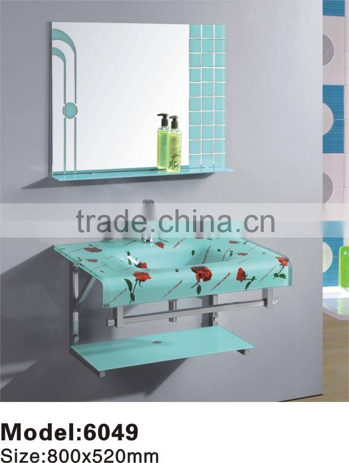 New design flower shape thick transparent and cheap bathroom glass basin(WMD-49)