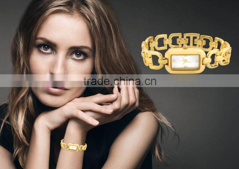 New Technology 2016 Stainless Steel Gold Plated Wrist Watch