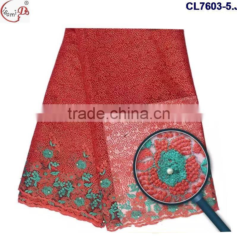 CL7603 Ladies dressing fabric net embroidery fabric design,tulle lace /french net lace fabric