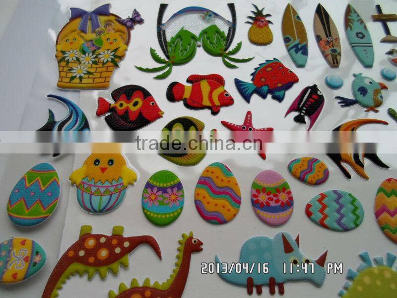 2015 well-done promotional custom pvc puffy ticker/foam sticker/3d pvc foam sticker