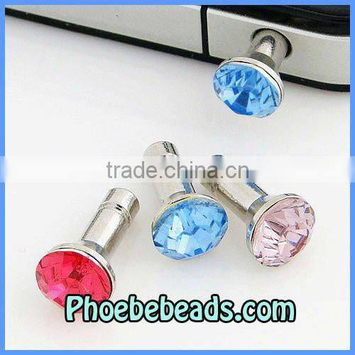 Wholesale White Black Cell Phone Dustproof Jack Cap Crystal Dust Plug Stopper Pave Rhinestone 3.5mm For Iphone4S Ipad MDP-C1005