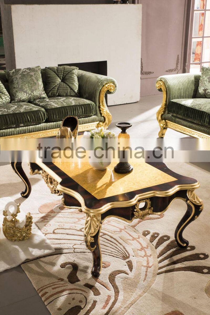 High quality antique living room solid wood fabric Italian classical sofa AL187