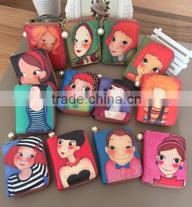 2016 new arrival purse cute girl's leather coin purse mini portable wallet