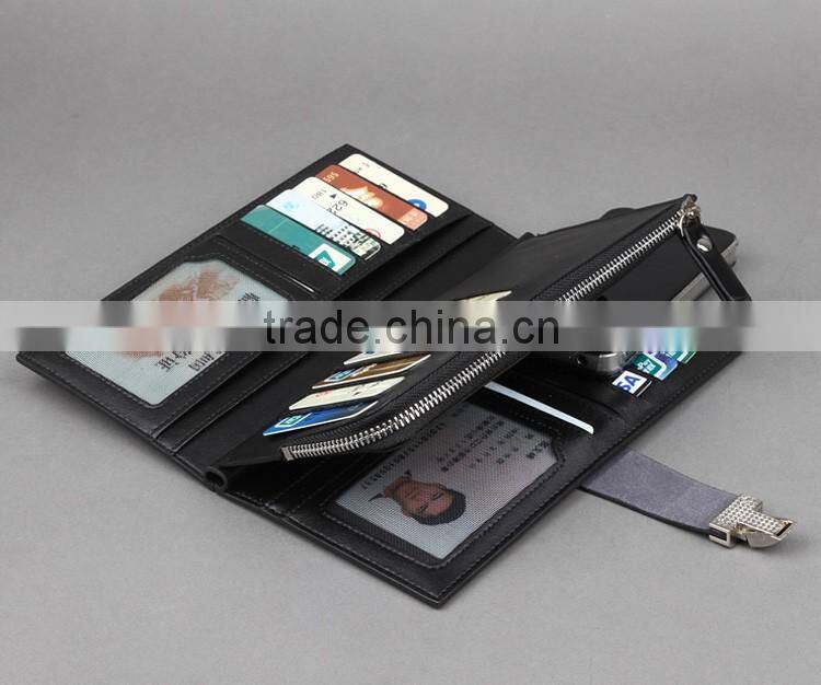 Lastest black leather metal chain wallet and purse for men