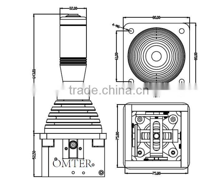 For air Ship Construction Machinery OMH60 2-axis +1 button Hall joystick