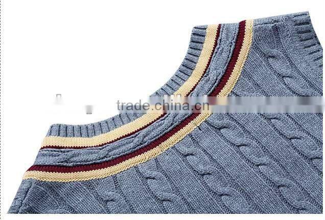 v neck children's thick cotton school uniform vest/sleeveless sweater