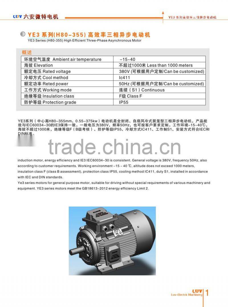 YE3 super efficient motor 415V