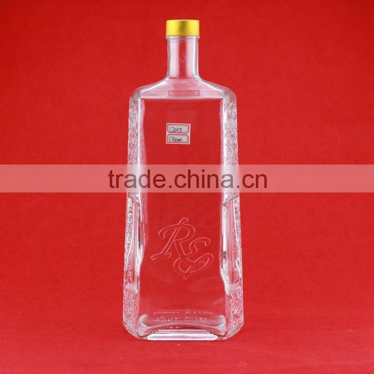 2015 new design Round frosted vodka bottles 750ml flint glass wine bottle Canopus glass liquor bottles