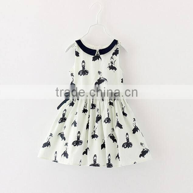 cotton print classic girls casual dresses