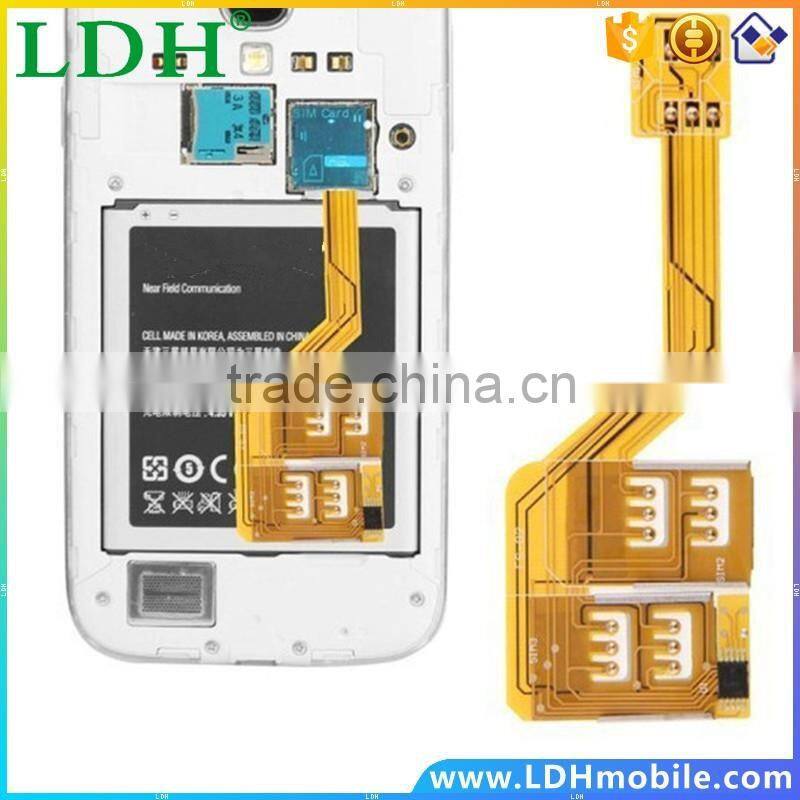 New Three Dual SIM Card Adapter For Samsung Galaxy G900 S4 i9500 S3 Note 3 Note 2 N7100 G7106 Note 4 S5 S6