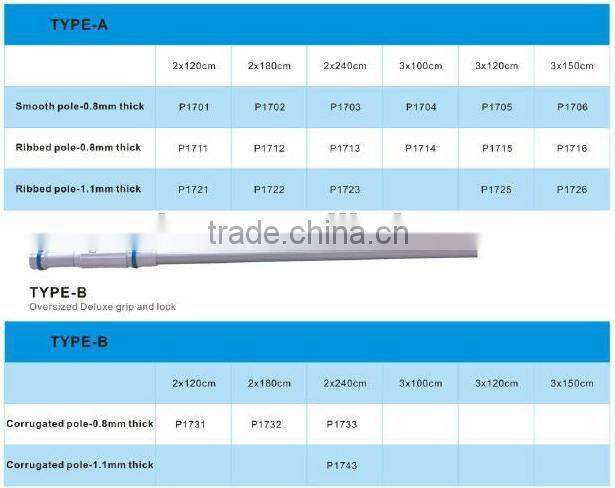 Pool aluminum pole,, swimming pool telescopic pole with silver or blue color