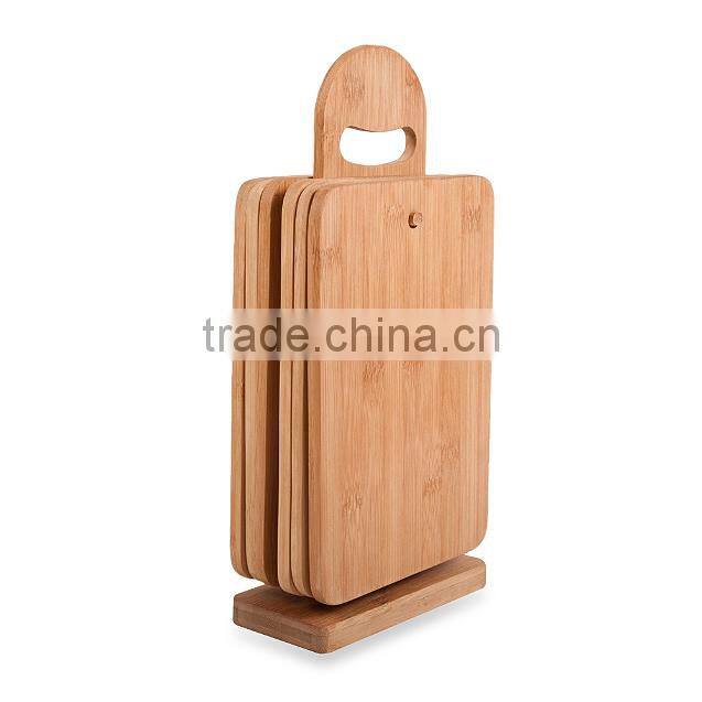6pcs Bamboo Chopping Cutting Slicing Boards With Display Stand