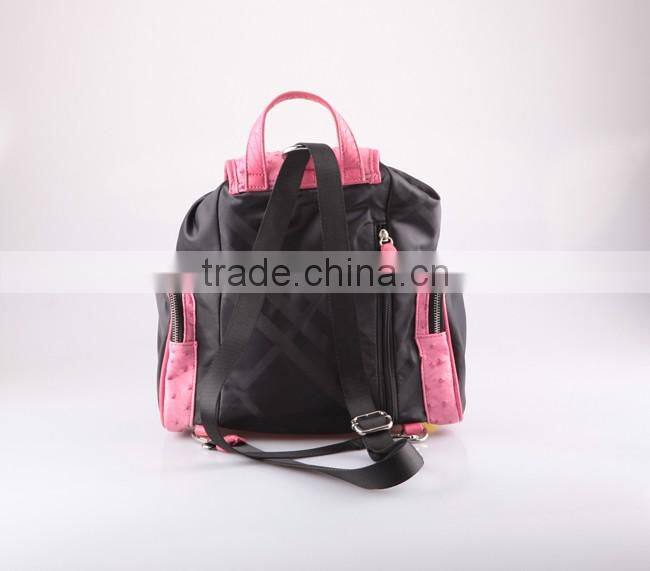 5302 - 2016 Newest design wholesale ladies PU drawstring fancy nylon backpack bag with ostrich skin