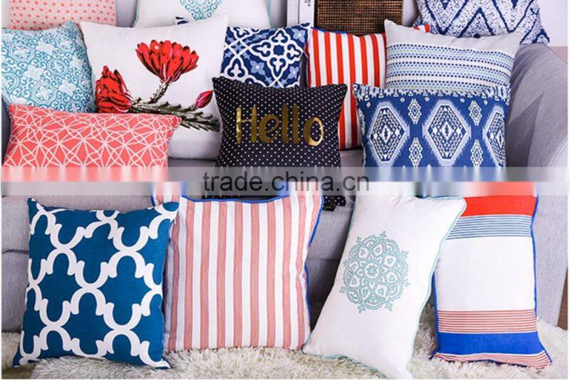 various OEM printing logo 100% cotton cushions decorative pillow made in china