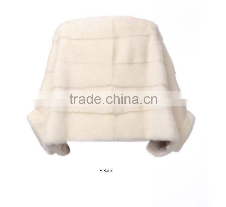 wholesale white velvet mink short mink coat shawl for girls