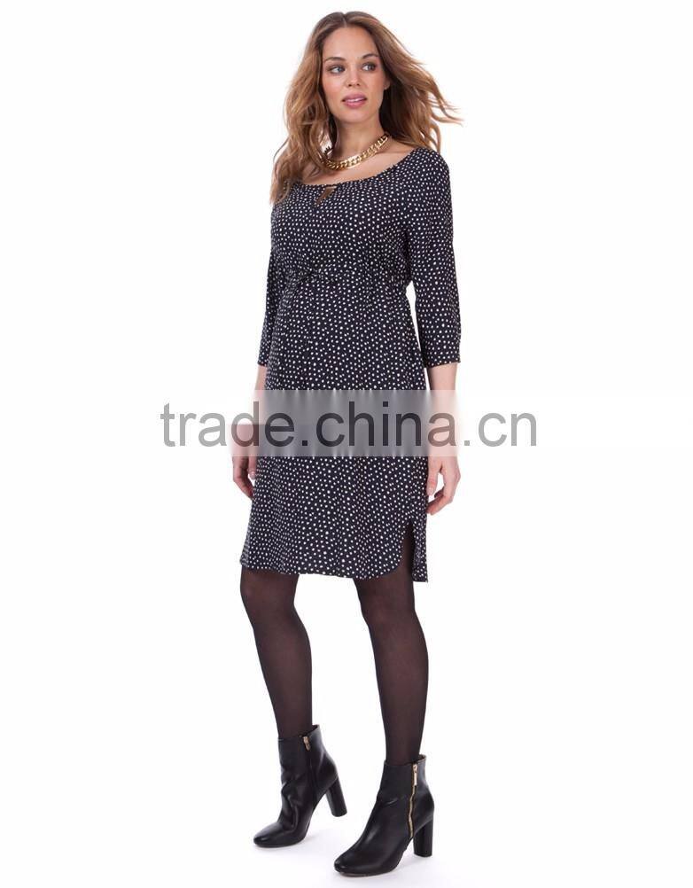 Textured Fabric Maternity Clothes Pregnant Women O-neck