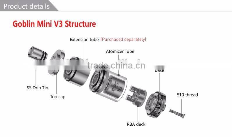 UD high quality Goblin mini V3 RTA airflow system with top filling in philippine mod vape