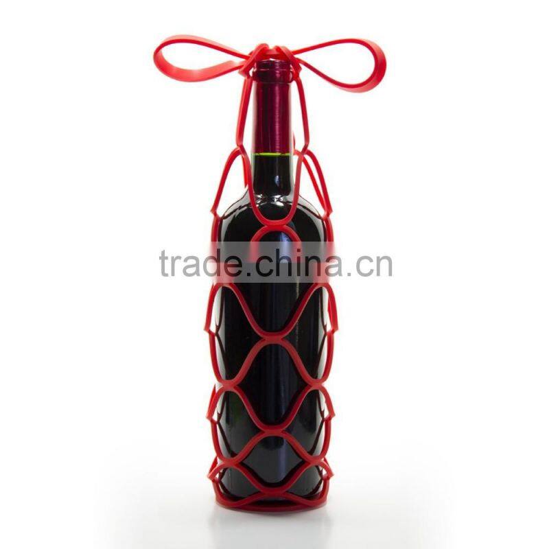 100% Food grade fashionable silicone wine bottle bag and wine bottle carry bag silicone wine bottle holder/silicone wine tote