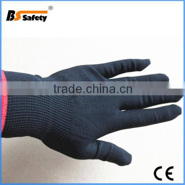 BSSAFETY gray and black color polyester nylon working glove no coating