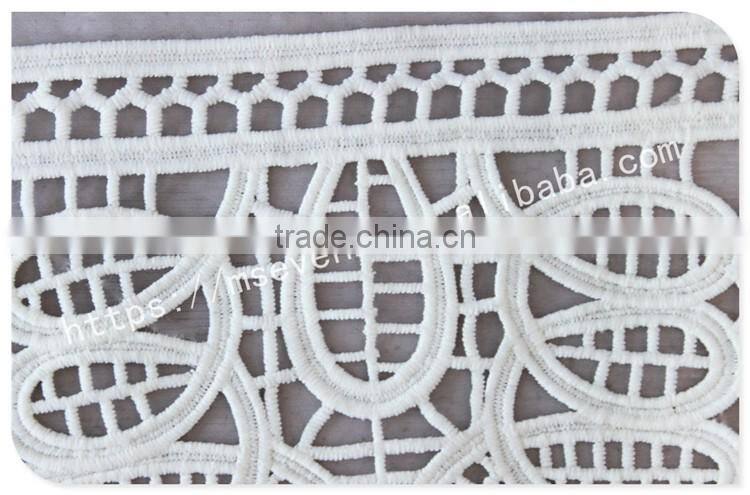 High quality 13.5cm width water soluble polyetser crochet trim in white