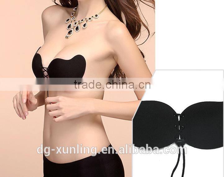 Sexy woman Push Up Self-Adhesive Silicone Bust Front Closure Strapless Invisible bra Wholesale