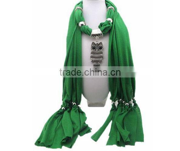 2014 Newest Fashion Ladies Owl Diamante Pendant Jewellery Necklace Neck Scarf Wrap