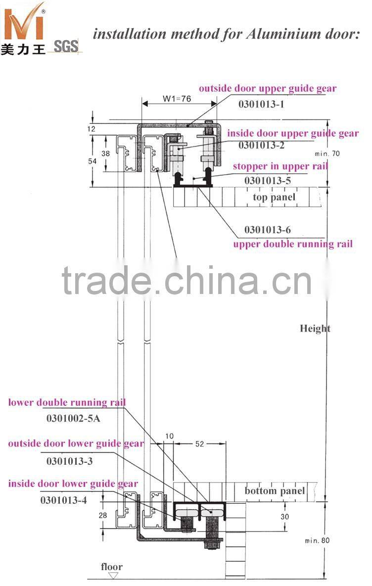 Funiture Heavy-duty Wardrobe Sliding Closet Door Roller Fittings Hardware System