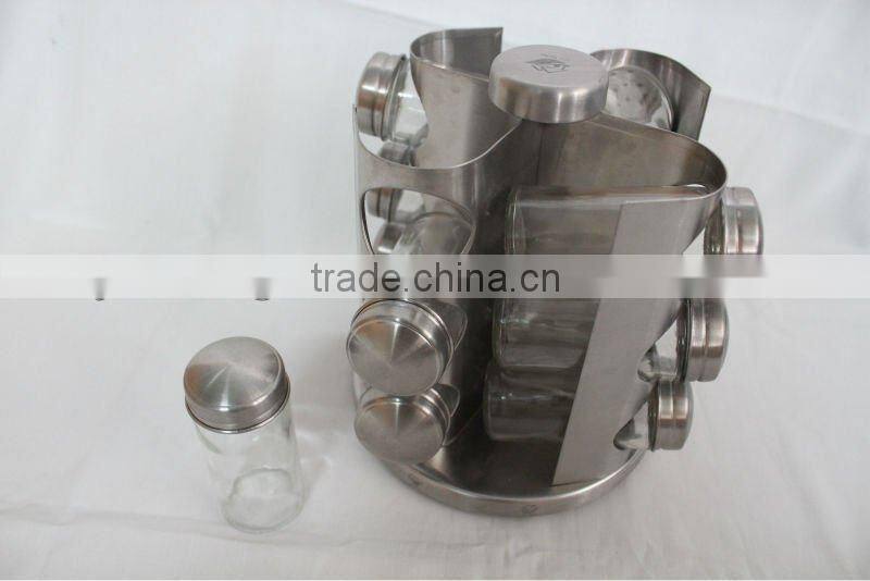 13pcs revolving glass spice set