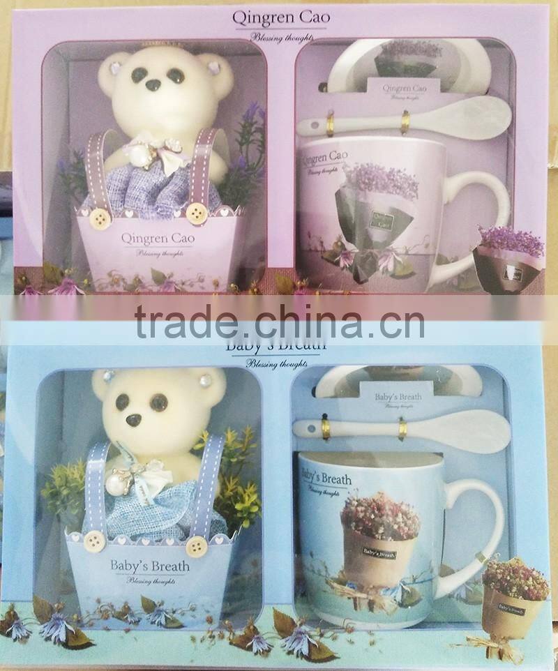 2016 wholesale creative ceramic coffee cup/mug suit coffee cup gift packing for coffee