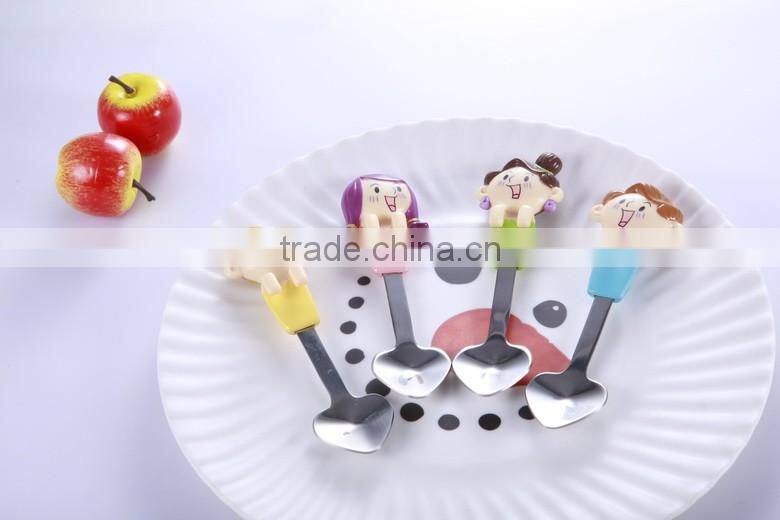 Cartoon design handle stainless steel baby spoon dinner spoon for children